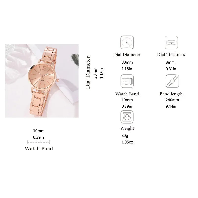 2pcs Set Watch Luxury Women Simple Dial Hollow Strap Fashion Gold Bracelet Quartz Wristwatch Student Ladies Watches Reloj Mujer
