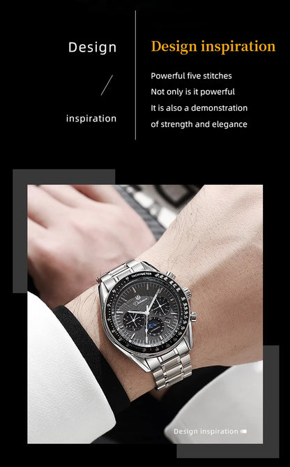 Automatic Watch for Men Stainless Steel Luminous Waterproof Moon Phase Man Watches Luxury Men's Mechanical Wristwatch