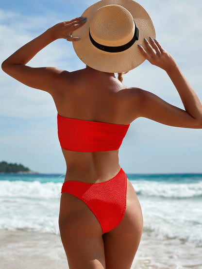 Fashion Bikini Textured Swimwear Women 2026 High Cut Swimsuit Women Bathing Suits Solid Brazilian Bikinis Set