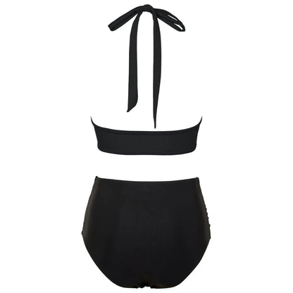 High Waist Bikini Set Sexy Push Up Swimsuit Women Black Beachwear Tummy Control Swimwear Adjustable Bathing Suit Bikinis 2024