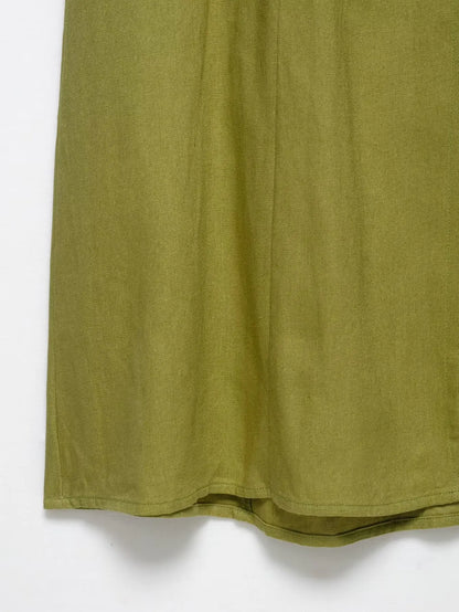 2025 Summer Elegant Dress Women Fashion Solid Square Collar Sleeveless Single Breasted Dress Ladies Vacation Green Spilt Dresses