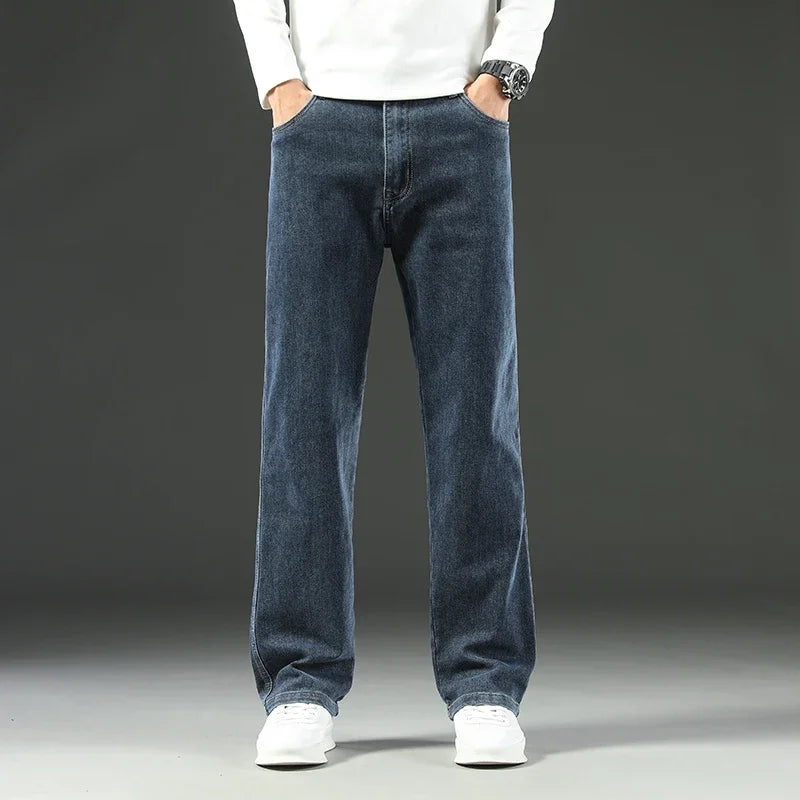 2026 New Spring and Autumn Men's Jeans, Loose, Comfortable, Straight, Business Casual, Versatile Wide-leg Business Trousers