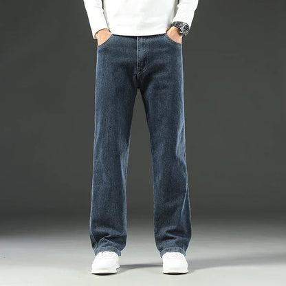 2026 New Spring and Autumn Men's Jeans, Loose, Comfortable, Straight, Business Casual, Versatile Wide-leg Business Trousers