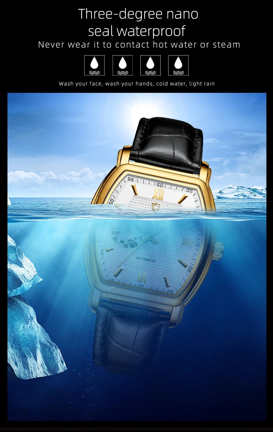 Automatic Mechanical Skeleton Man Watch Fashion Luxury CHENXI Watches For Men Business Leather Waterproof Tonneau Wristwatch