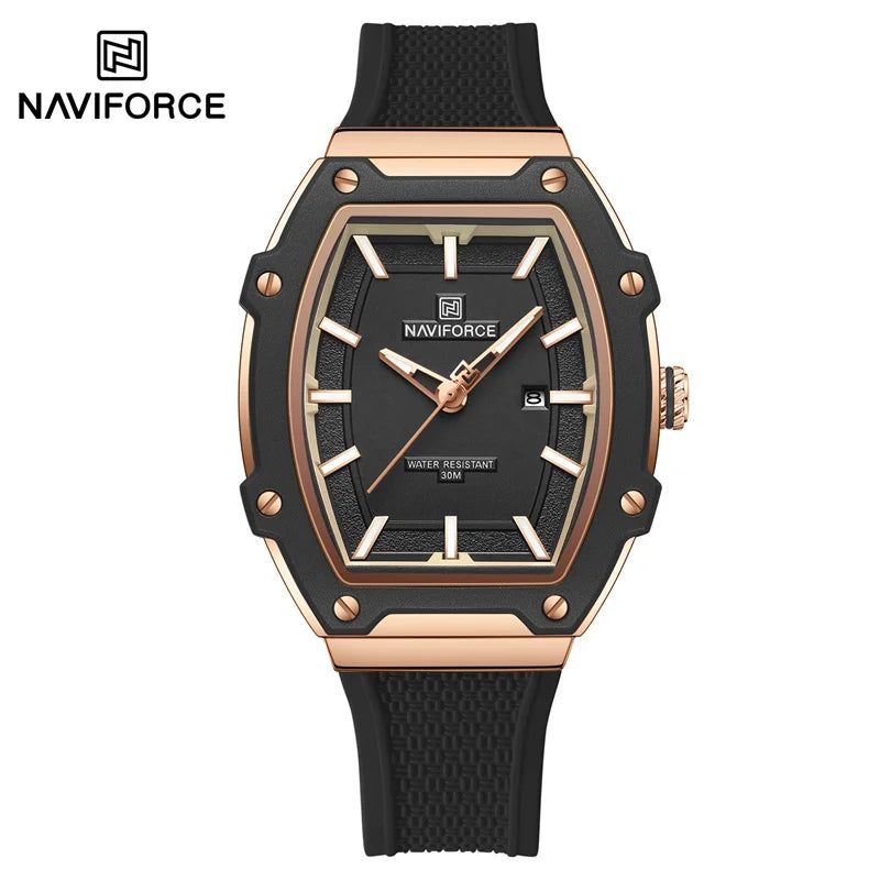 NAVIFORCE Elegant Ladies' Watch Fashion Luminous Pointer 3ATM Waterproof Calendar Display Silicone Strap Women's Quartz Watches