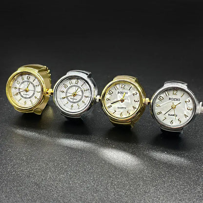 Finger Watches Selling Round Golden Silvery Quartz Men's And Women's Simple Ring Watches