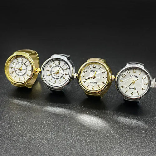 Finger Watches Selling Round Golden Silvery Quartz Men's And Women's Simple Ring Watches