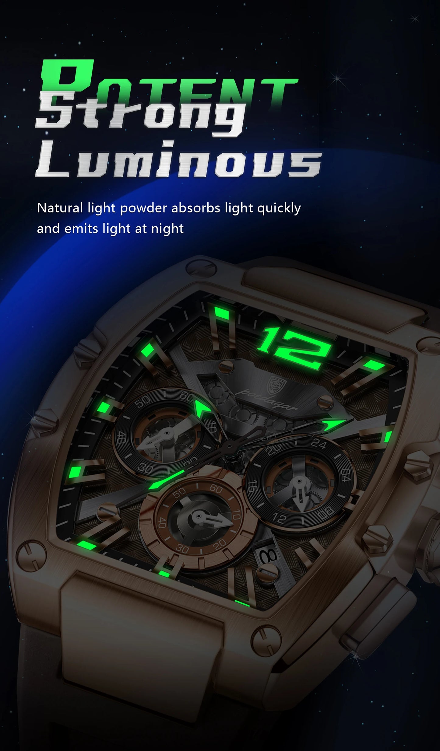 POEDAGAR Fashion Military Men's Watches Luminous Waterproof Date Sports Male Clock Chronograph Silicone Quartz Luxury Wristwatch