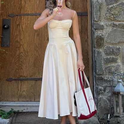Suninheart Spaghetti Strap Summer Party Dresses 2025 New Arrivals Fit and Flare Elegant Midi Dress Red Night Date Dress