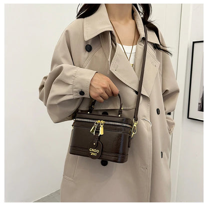 Women Fashion Tote Bucket Bags Solid Clor PU Leather Delicate Small Square Pack 2024 Trendy Female Crossbody Bag
