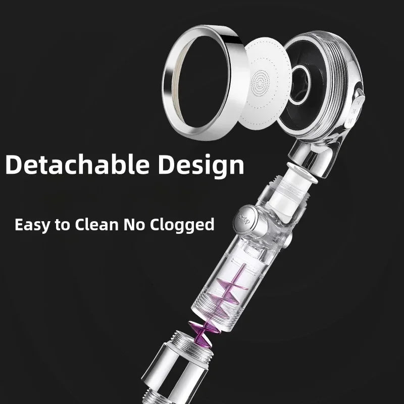 3 Modes High Pressure Shower Head Gold Water Saving Showerhead with Stop Button Eco Filter Shower Head Bathroom Accessories
