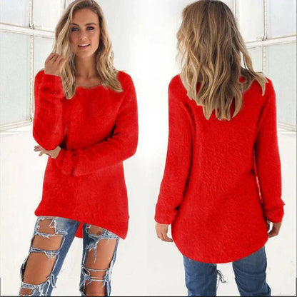 2025 Plus Size Women Warm Sweaters Solid Color O Neck Loose Knitted Pullover Long Sweater Casual Blouse Lady Oversize Clothing