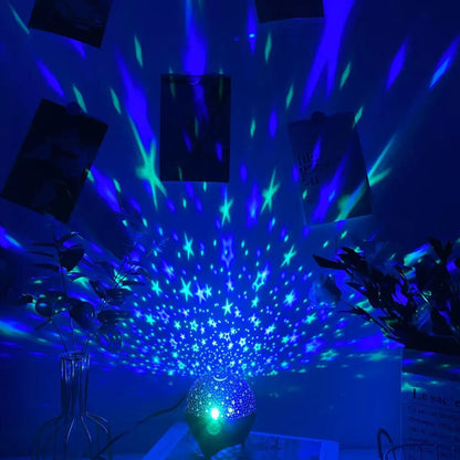 RGB Night Lights LED Projector Light Starry Moon Galaxy Projection Lamp 5V USB for Kids Present Christmas Gift Room Decorations