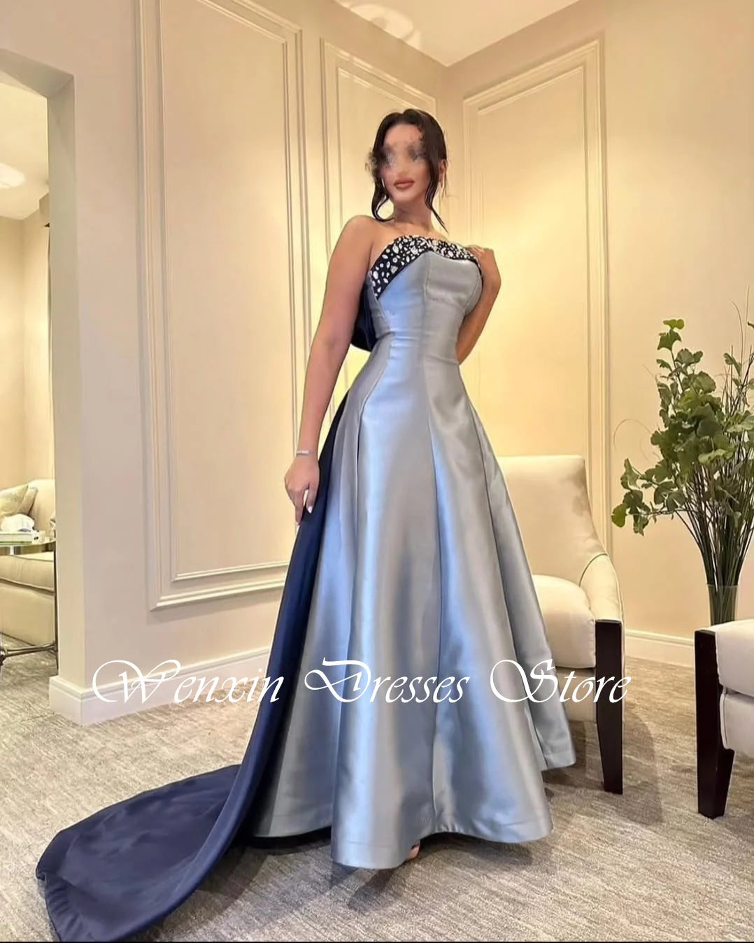 Customized Elegant  Satin Evening Dress Exquisite Strapless Sleeveless Homecoming Dresses Temperament Special Occasion Gowns
