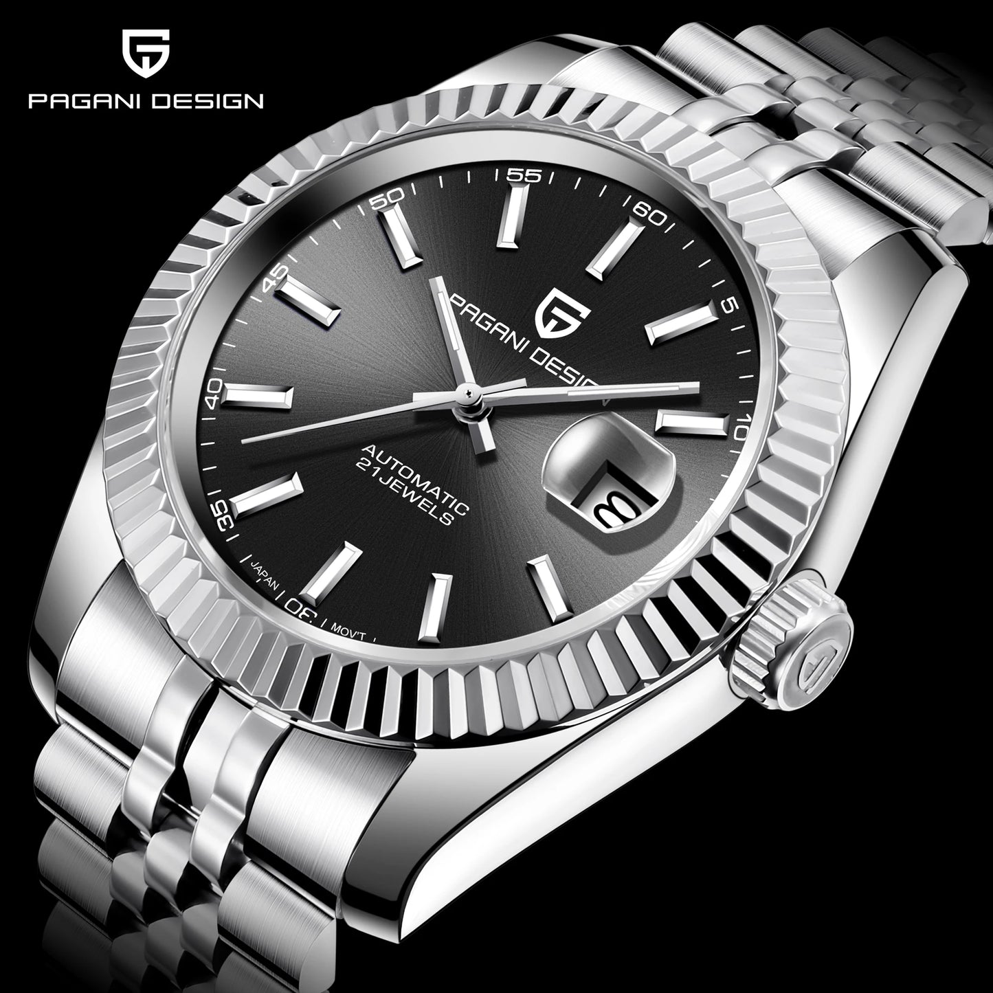 PAGANI DESIGN Watches Luxury Diamond Dial Mechanical Watch For Men Top NH35 Movt Sapphire Glass Stainless Steel Waterproof Watch