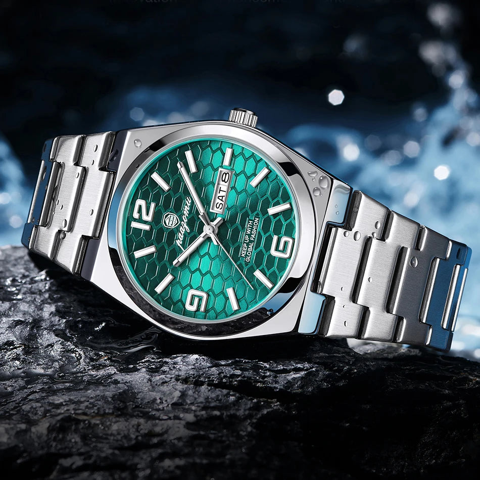 PAAZOMU Casual Man Watch Fashion Exquisite Men Wristwatches Waterproof Luminous Date Stainless Steel Quartz Men's Watches Reloj
