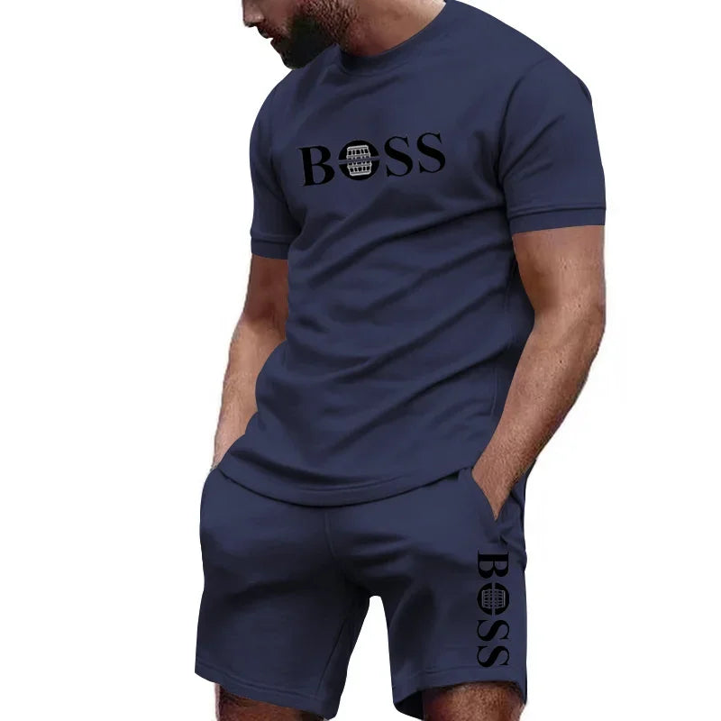 Men's two-piece sportswear short-sleeved T-shirt and pants set running and fitness sportswear summer 2025 big discount