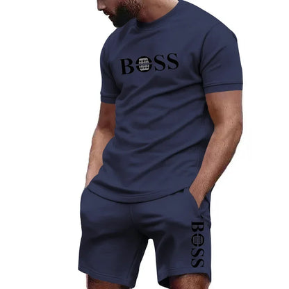 Men's two-piece sportswear short-sleeved T-shirt and pants set running and fitness sportswear summer 2025 big discount