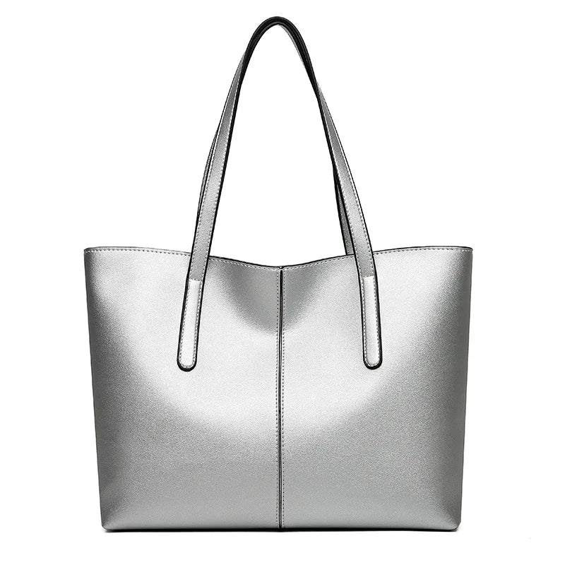 Women's Tote Bags Simple Large Capacity Femal Shoulder Bag Solid Color Commuter Leather Hand Bags Ladies Top Handle Bags