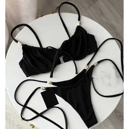 Push Up Bikinis 2026 Sexy Women Swimsuit Swimwear Female Bikini Set Beads Biquini Bathing Suit Dot Swimming Suit Beachwear