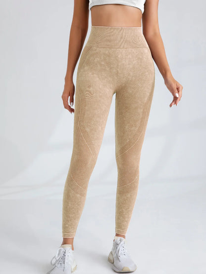 Women Seamless Gym High Waist Yoga Pants Hip Lifting Outdoor Sports Tight Waist Letter Sand Washed Pants Exercise Yoga Leggings