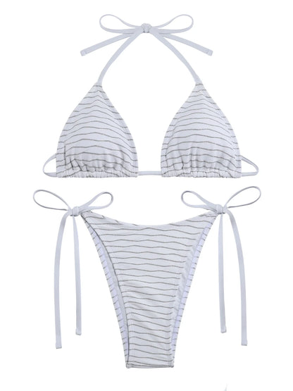 Miyouj Shiny Bikini Set Triangle Bikinis Bandage Swimsuit Women Two Piece Swimwear Summer Biquini New Beachwear