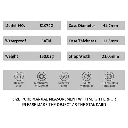 ENITON 41mm Automatic watch 8217 Movement Men's Watch Business luxury watches man Fashion mens watch mechanical Watches for men