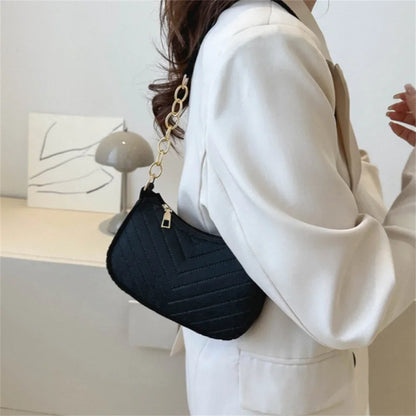Women's Mini Felt Shoulder Bag - Ergonomic Underarm Saddlebag Purse Shoulder Pouch Simple Light Weigh Underarm Bag