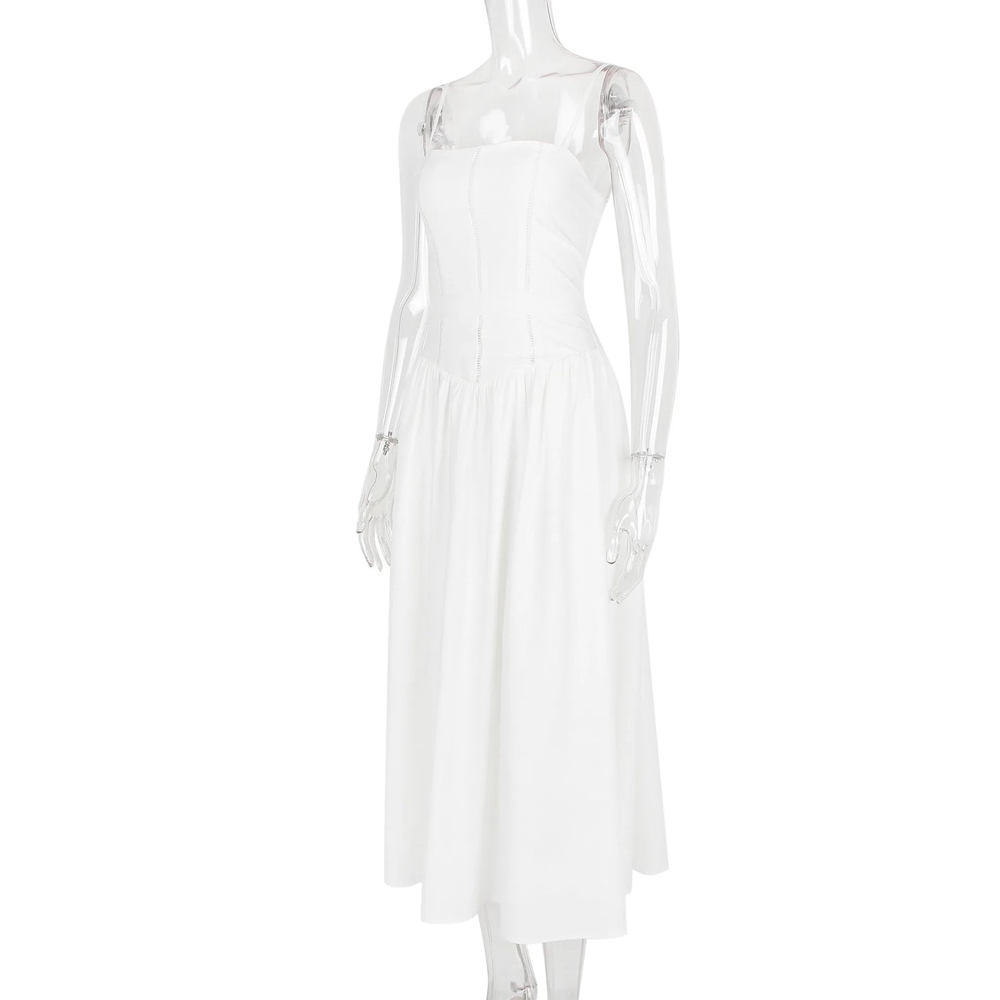 Ashgaily White Dress Women Halter Cotton Long Dress Lace Elegant Party Outfits Ladies Sexy Club Clothes