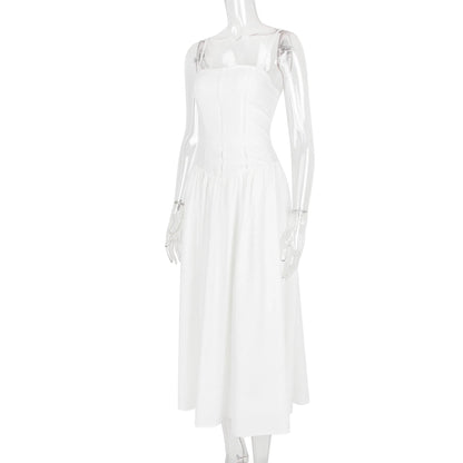 Ashgaily White Dress Women Halter Cotton Long Dress Lace Elegant Party Outfits Ladies Sexy Club Clothes