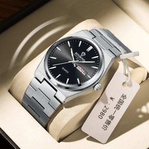 BINBOND Fashion B102 Men Business Watch Leisure Quartz Stainless Steel Buckle Watches Waterproof Luminous Calendar Men's Watches