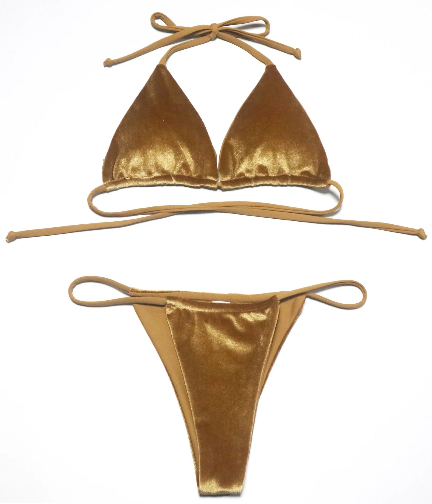 Sexy Velvet Swimsuit for Women, Micro Bikini Set, Thong Swim Suit, 2 Piece Bathing Suit for Ladies, Green String Bikini, 2022