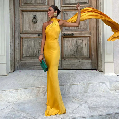 Sexy Ribbon Sleeveless Long Dress Women Elegant Slim Stain Backless Lace Up Party Dresses 2026 Fashion Solid Holiday Robe Lady