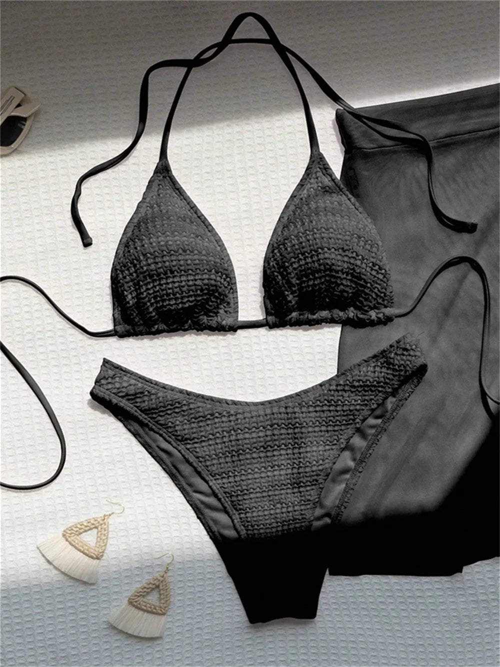 Sexy Pink Bikini Extrem String Backless Swimwear Mesh Skirt Women Push Up Swimsuit Black Y2K Thong Bikinis Beach Vacation Outfit