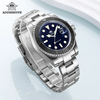 ADDIESDIVE New Luxury Men's Watch Stainless Steel BGW9 Super Luminous Quartz Men's Watch Diver 200m Men Analog Watches MY-H3C