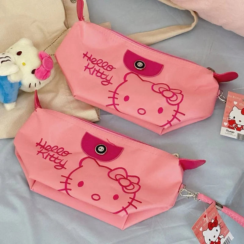 Hello Kitty Travel Makeup Bag Pen Bag Storage Bag Anime Cartoon Large Capacity Waterproof PU Handbag Gift for Girl Girlfriend