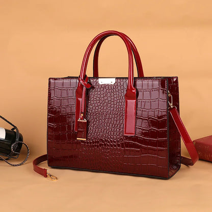 Women'S Large Capacity Tote Bag Elegant Synthetic Handbag with Zipper Closure, Spacious Work Bag for Women Formal & Everyday Use