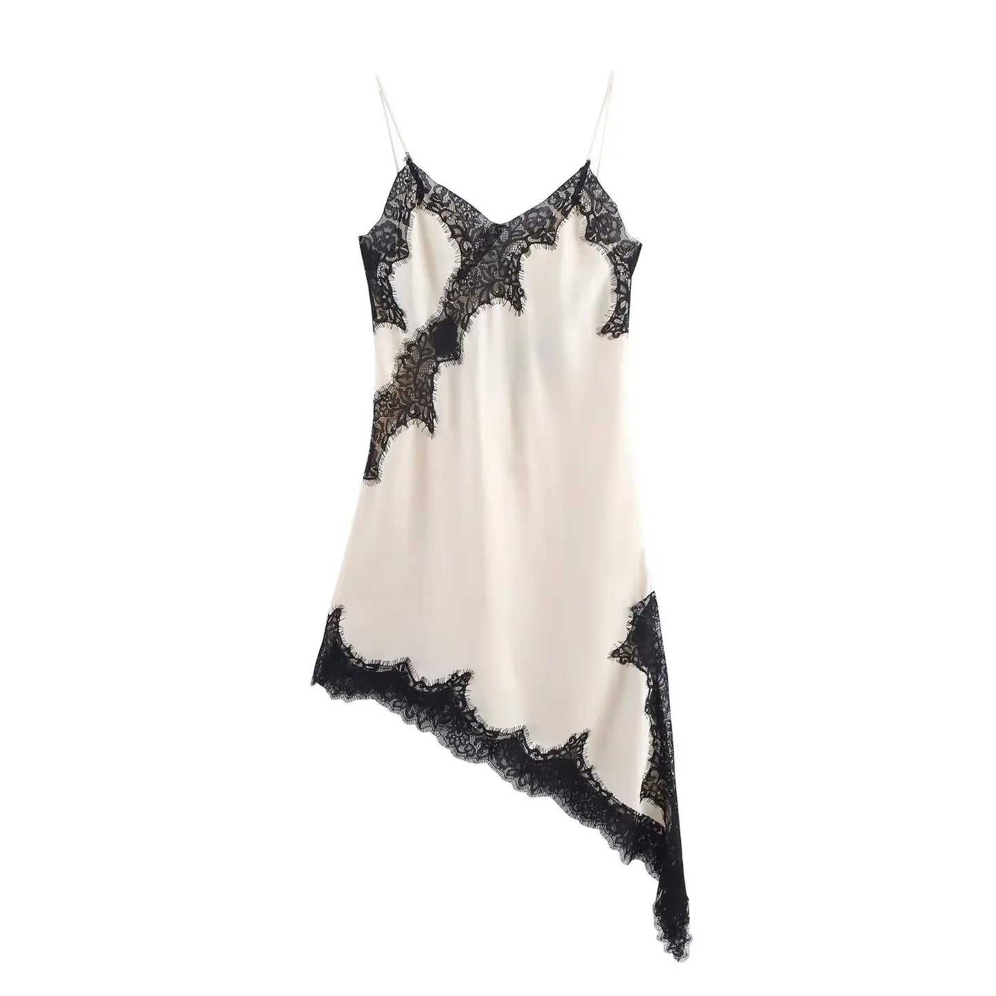 Women Fashion Sexy V-Neck Lace Elegant Halter Dress Asymmetric Hem Dress 2026 Summer New Fashion Holiday Party Beach Dresses