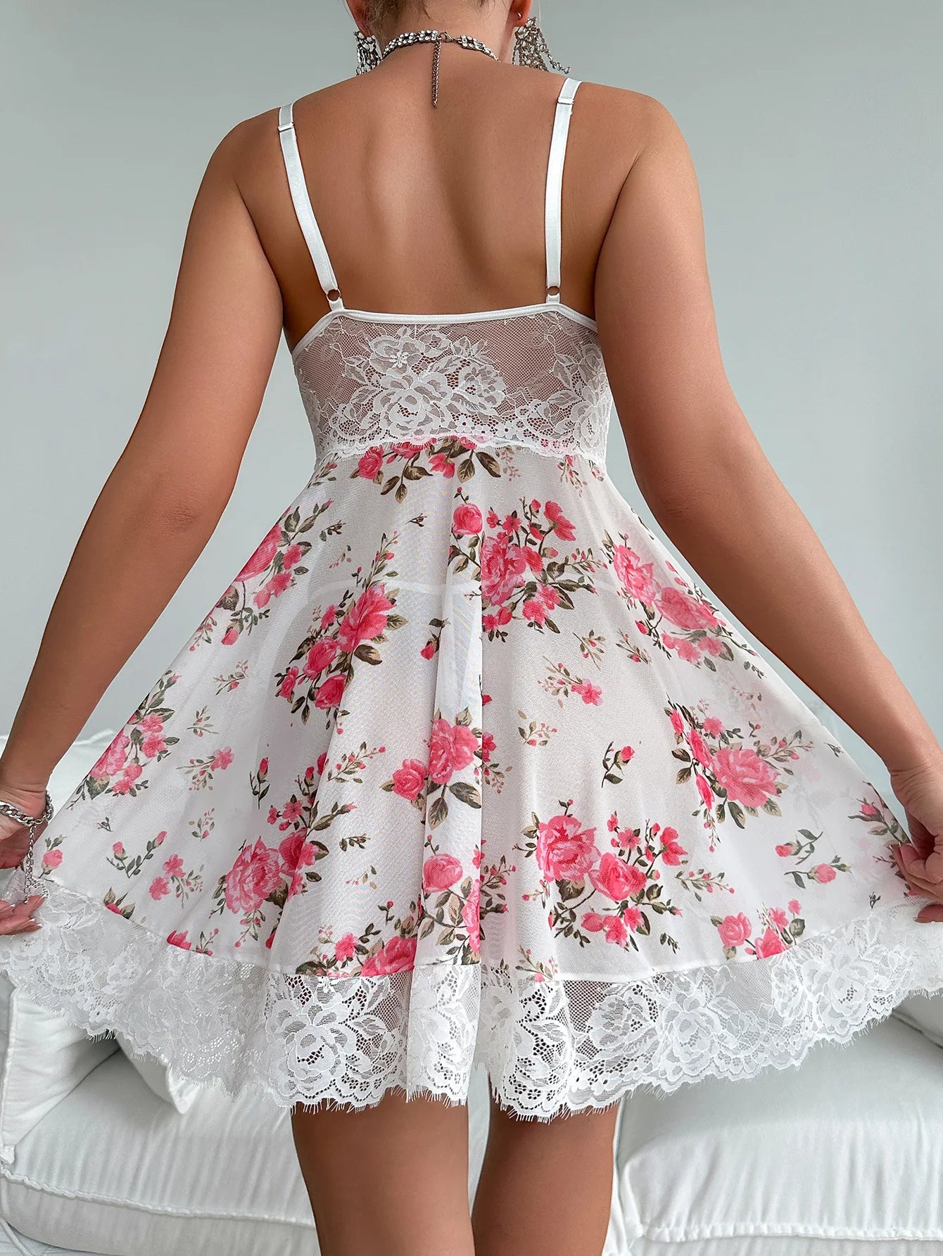 Woman Print Floral Romantic Lingeries Sexy Nightgown Attractive Sleepwear Summer Pajamas Intimate Babydoll New Dresses