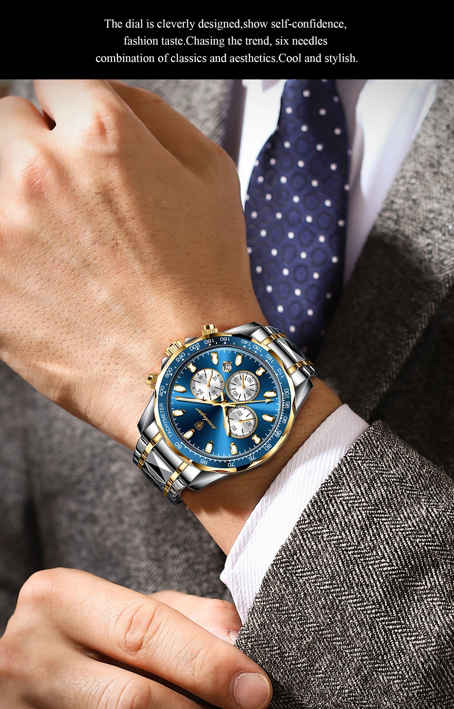 POEDAGAR Top Luxury Men Watch Chronograph Waterproof Luminous Date Man Watch Stainless Steel Sports Fashion Quartz Men's Watches