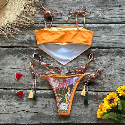 2025 New Sexy Bikini Women Print Brazilian Bikini Set Halter Backless Swimsuit Swim Wear Biquini Dot biquini female
