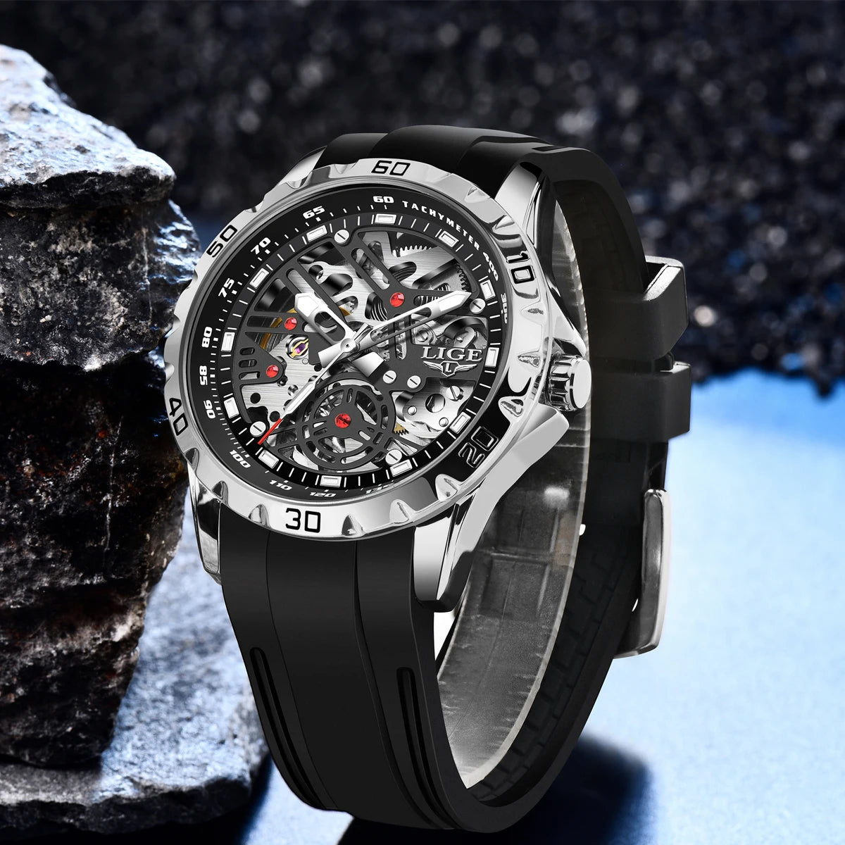LIGE Top Luxury Automatic Watch For Men Mechanical Watches Men Sports Waterproof Stainless Steel Men Watch Reloj Hombre