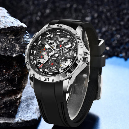 LIGE Top Luxury Automatic Watch For Men Mechanical Watches Men Sports Waterproof Stainless Steel Men Watch Reloj Hombre
