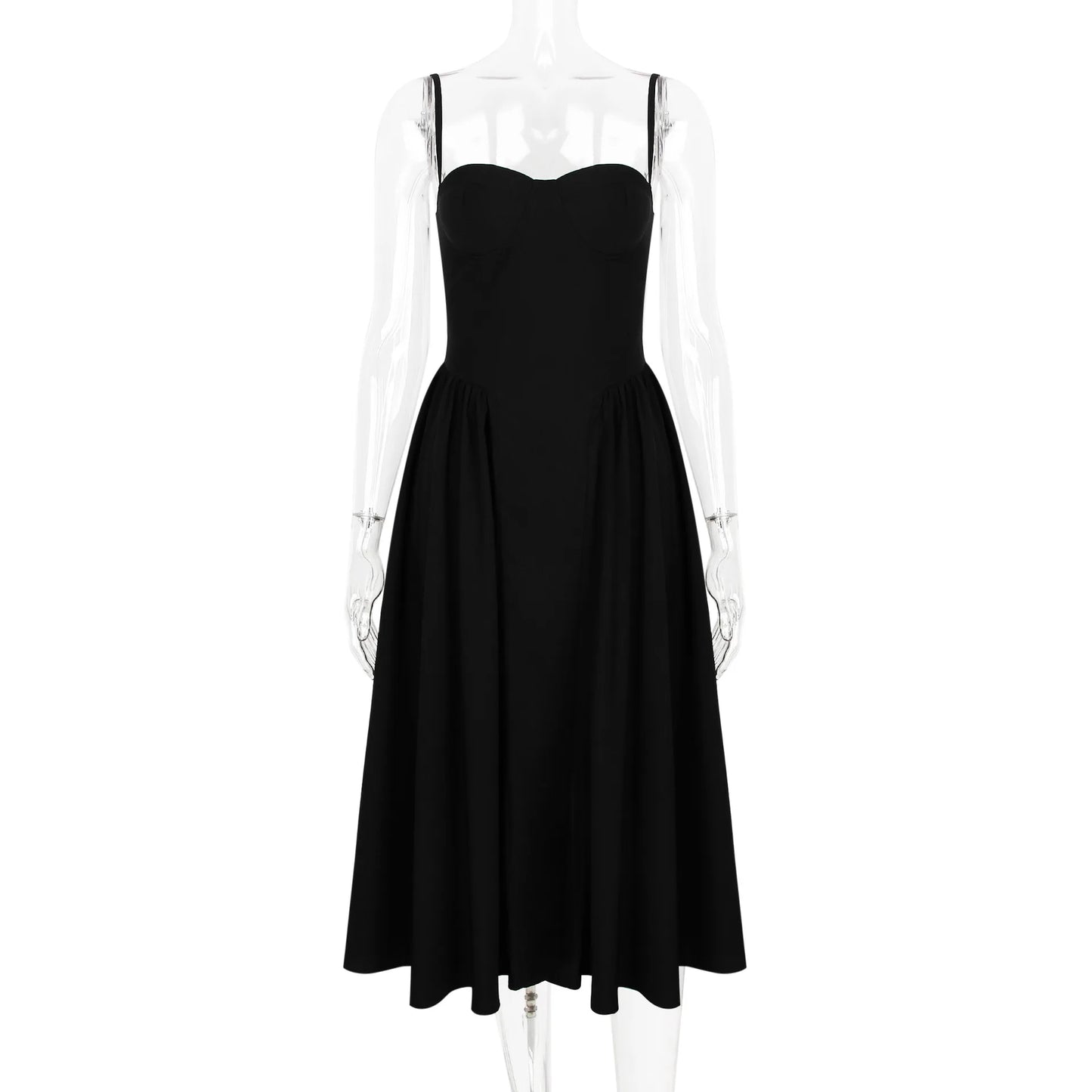 Suninheart Spaghetti Strap Summer Party Dresses 2025 New Arrivals Fit and Flare Elegant Midi Dress Red Night Date Dress