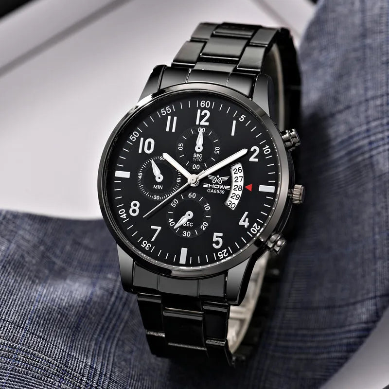 Men Business Watches Fashion Steel Band Male's Quartz Watch Calendar Watch Relogio Masculino Reloj Hombre