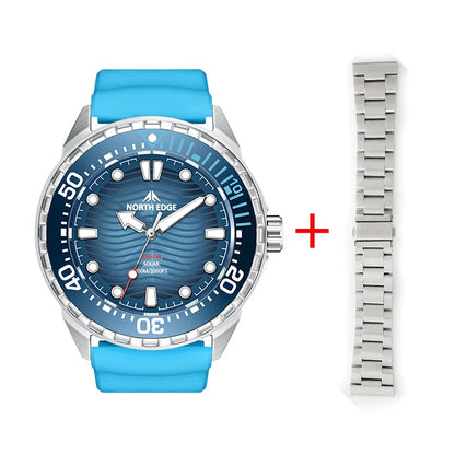 NORTH EDGE 2025 New TRITON Solar Powered Dive Watch Men Luxury Quartz Watches For Men 316L Stainless Steel Case Waterproof 300M