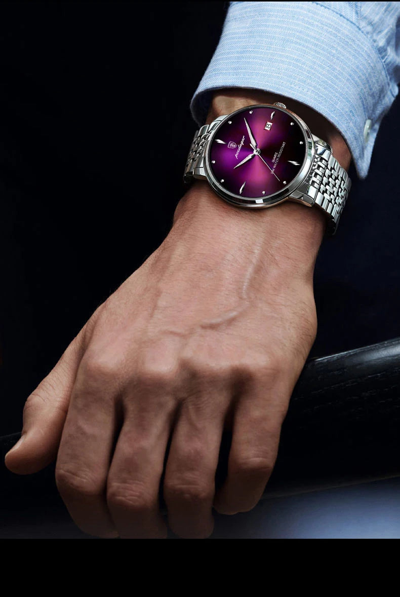 POEDAGAR Luxury Sports Men Watch Waterproof Luminous Stainless Steel Date Wristwatch For Man Quartz Clock Business Men's Watches