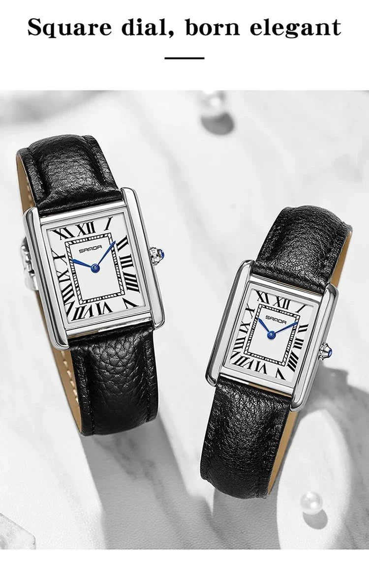 SANDA 9031/1108 Luxury Couple Quartz Watches for Men & Women, Waterproof Sport Casual Watch, Scratch Resistant Leather Strap
