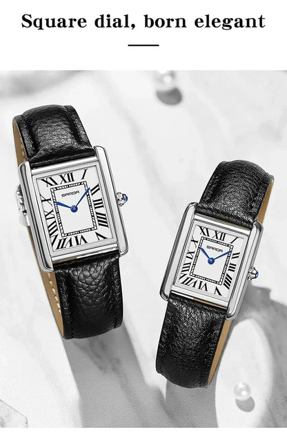 SANDA 9031/1108 Luxury Couple Quartz Watches for Men & Women, Waterproof Sport Casual Watch, Scratch Resistant Leather Strap