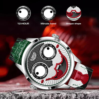 LIGE 2025 Creative Watches For Men Clown Fashion Quartz Wristwatches Waterproof Leather Strap Mens Watch Cool Joker Reloj Hombre